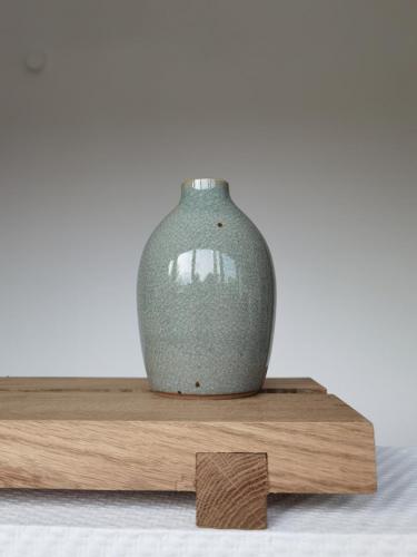 Kugelvase, grün, Gasbrand 1260°