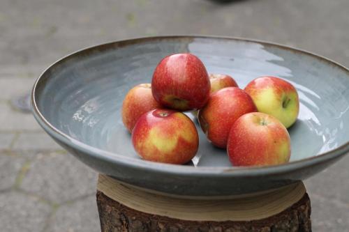 Graue Obstschale aus Keramik